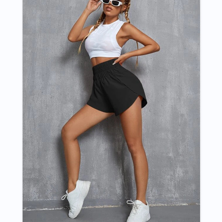 Women's High Waist Elastic Loose Sports Leisure Shorts
