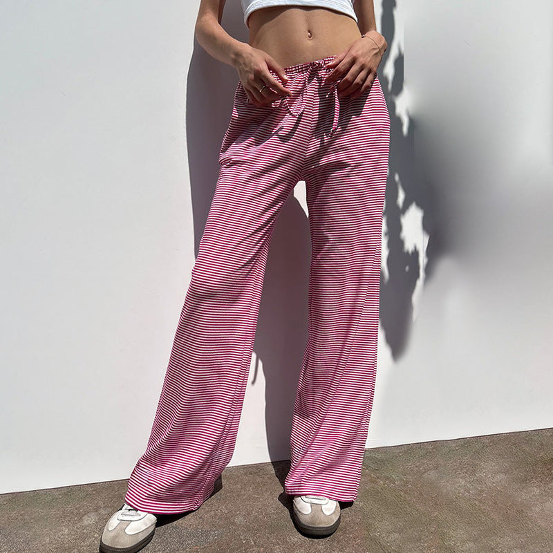 Niche Striped Design Loose Slimming Low Waist Casual Hot Pants