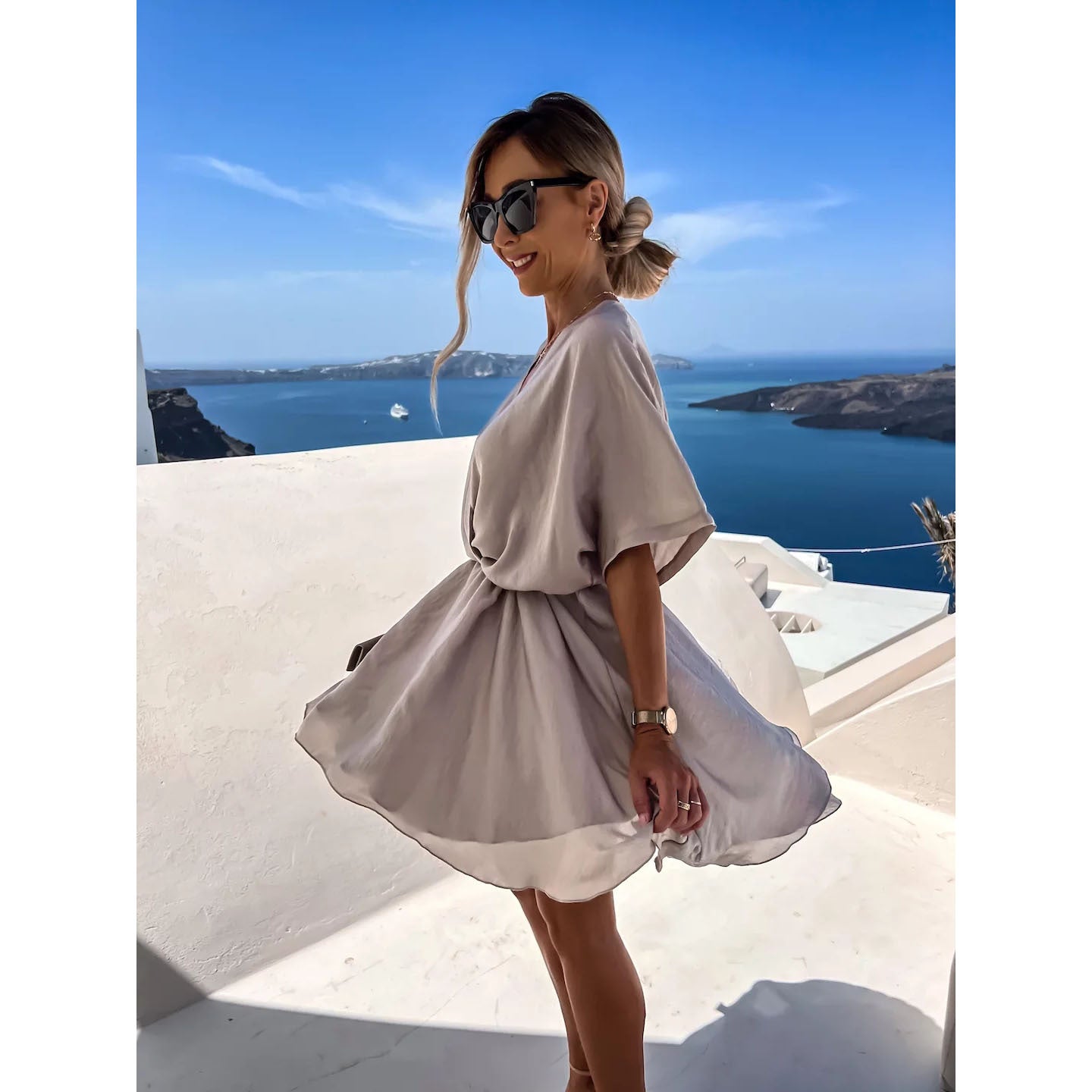 Women's Loose Satin Dress Casual Holiday Dresses