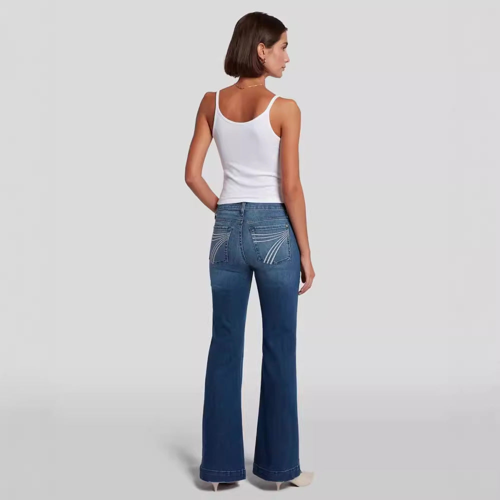 Women's Slim Fit Elastic Slightly Flared Jeans