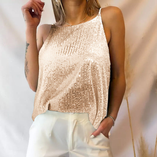 Outer Wear Camisole Sexy Shiny Sleeveless Tops