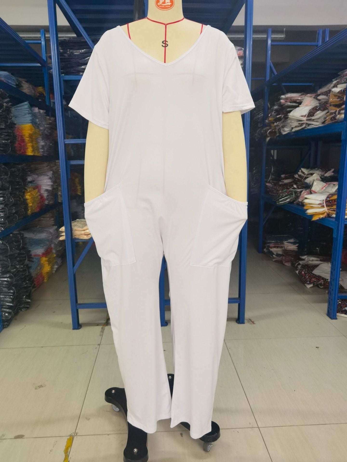 Women's Summer Solid Color Oversized Pocket Jumpsuits