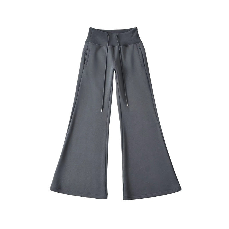 Women's Fleece-lined Thick Flared Casual Mopping Waist Pants