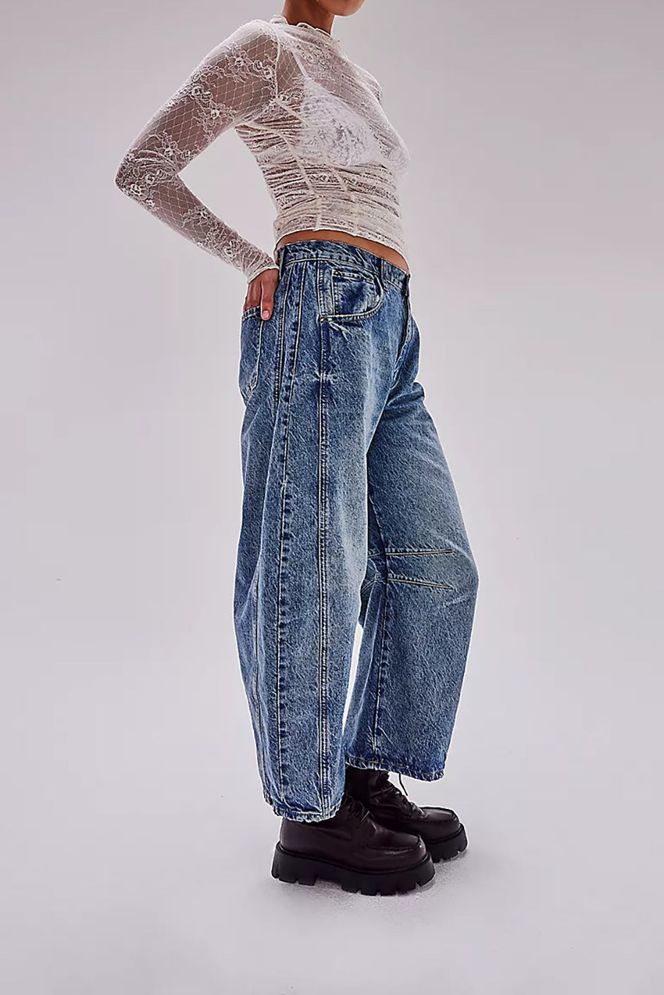 Women's Fashion Casual Wide Leg Loose Waist Jeans