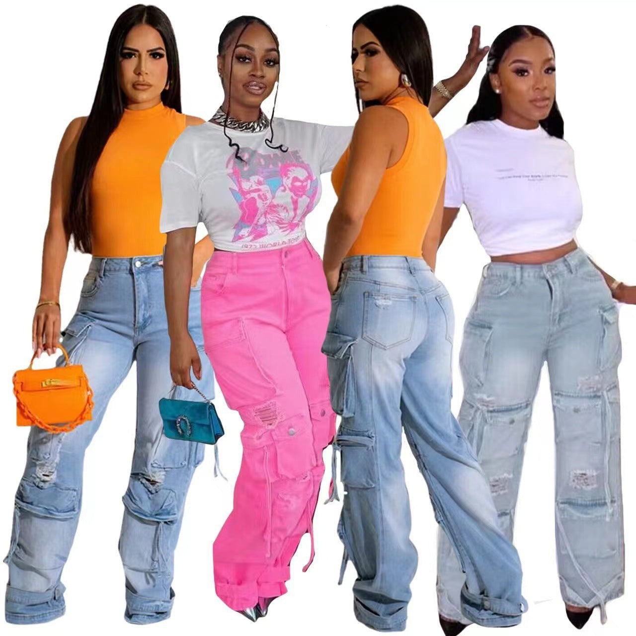Women's Street Modern Combination Universal Wear Tooling Jeans