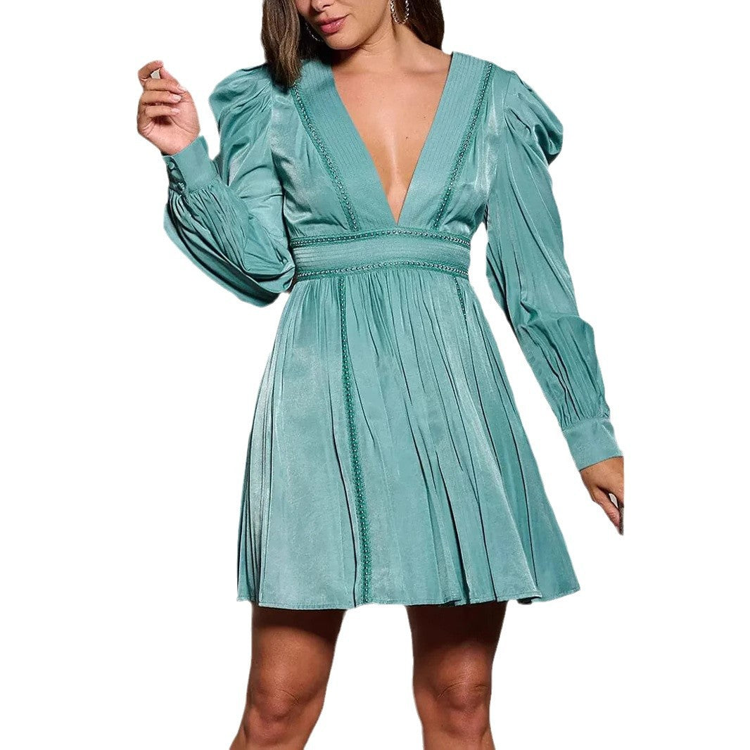 Women's Long Sleeve Foam Beads Puff Dress Dresses