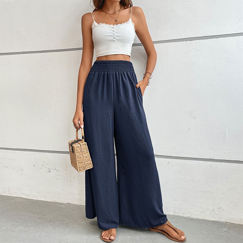 Waist Casual Simple Pure Color Elastic Pants