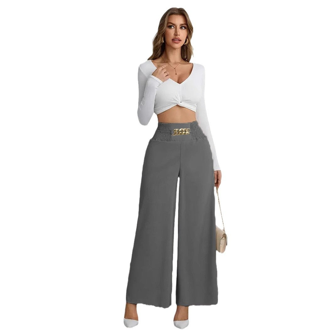 Waist Slimming Temperament Commute Solid Color Pants