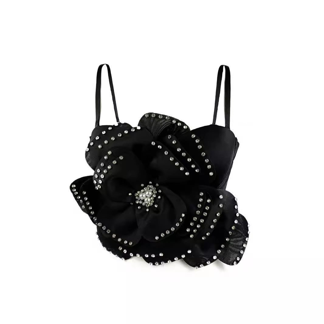 Flower Beaded Advanced Design Sense Fishbone Tops