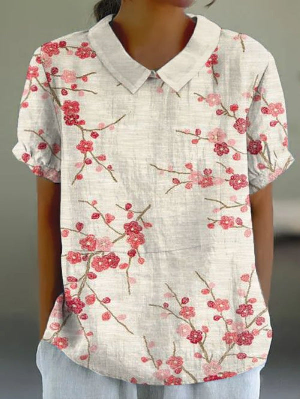 Fashion Summer Style Sleeve Printed Pullover Blouses