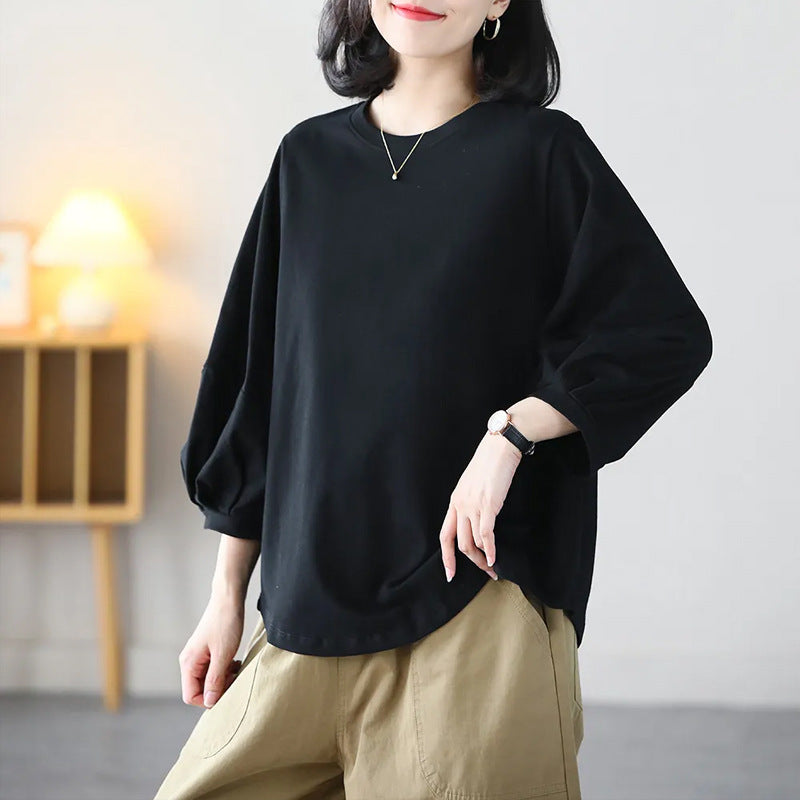 Women's Artistic Retro Lantern Sleeve T-shirt Western Blouses