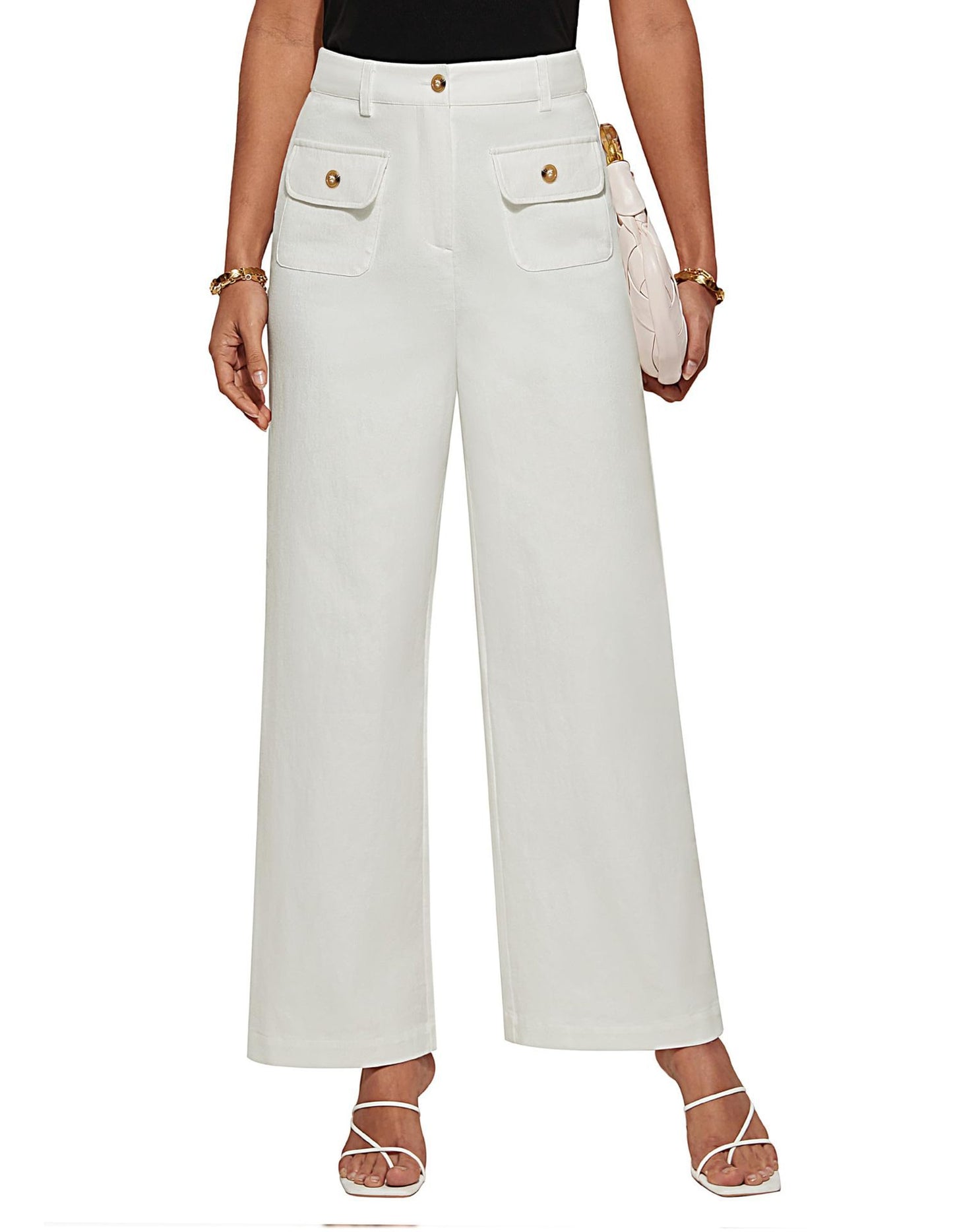 Women's Wide Leg Stretch Trousers Formal Wear Business Pants