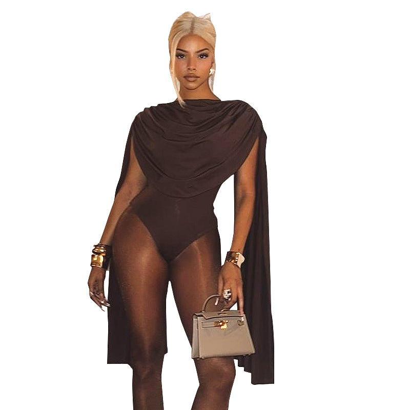 Women's Swing Collar Design Bottoming Long Sleeve Jumpsuits