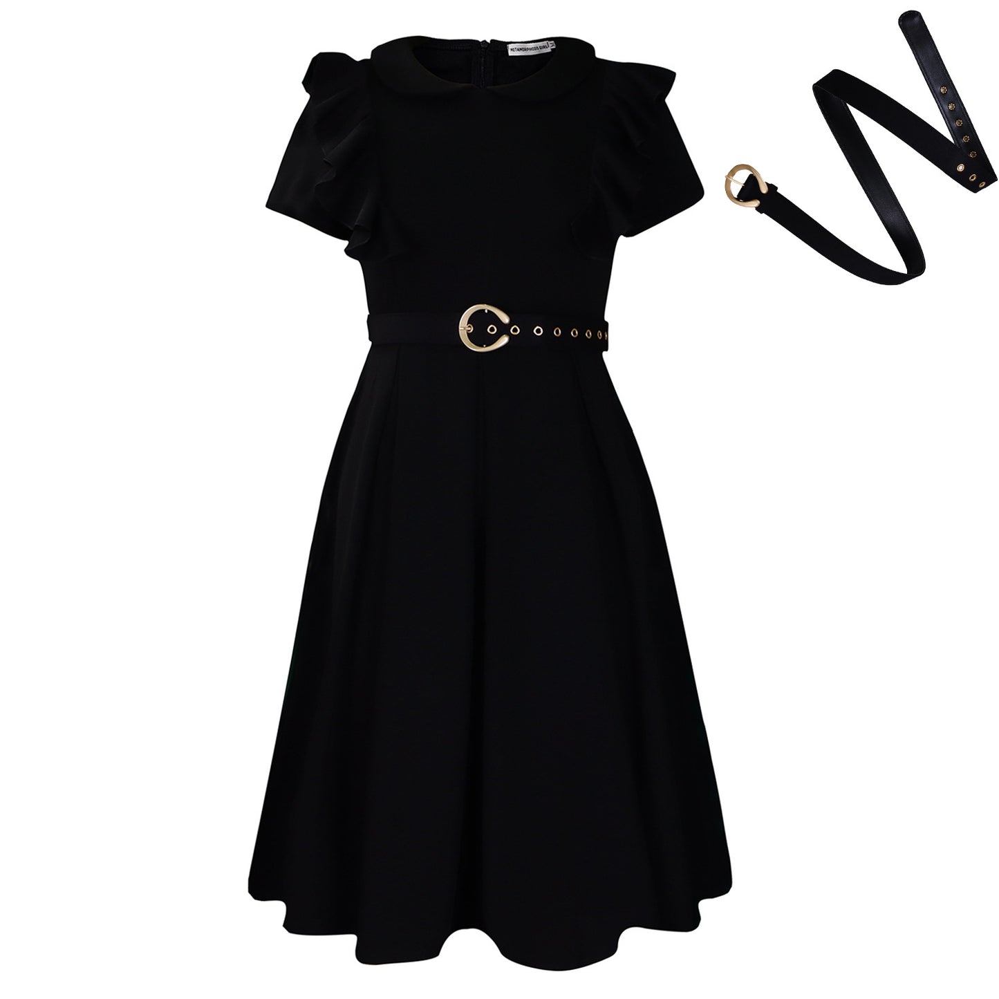 Women's Doll Collar Solid Color Ruffled High Dress