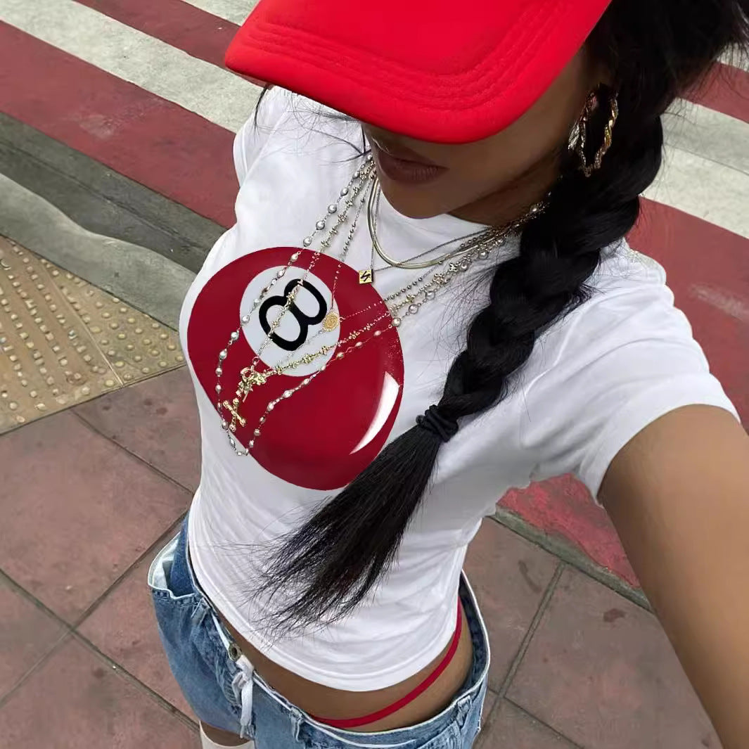 Women's Summer Sweet Spicy Printed T-shirt Personality Blouses