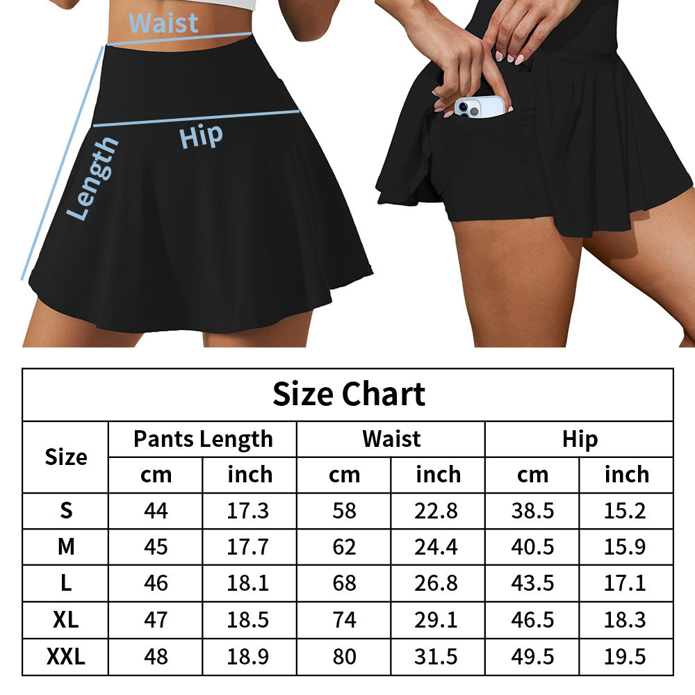 Tennis Summer Pocket High Waist Yoga Running Skirts