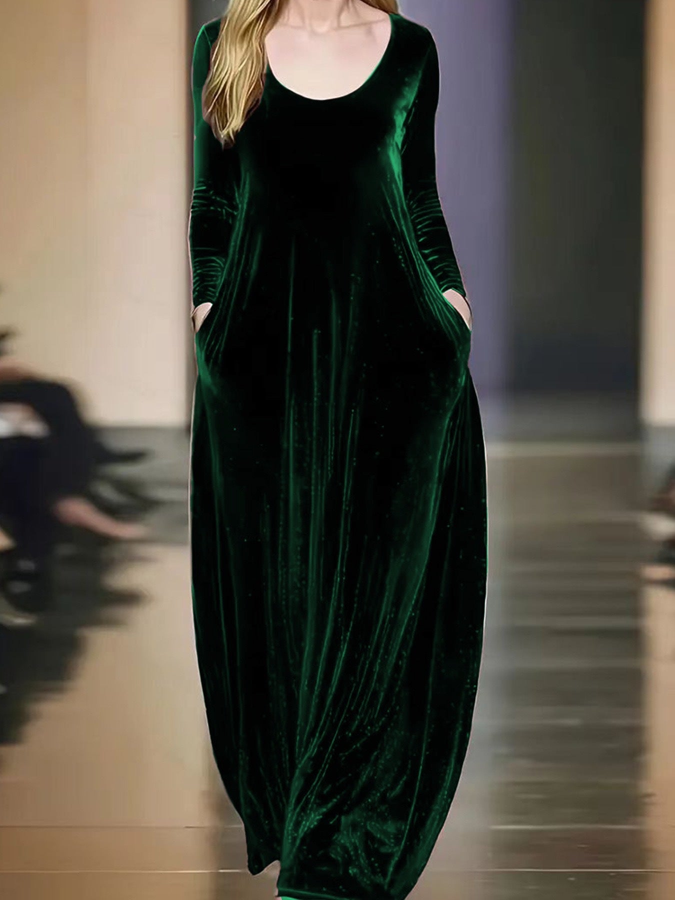 Round Neck Veet Elegant Long Sleeve Dress