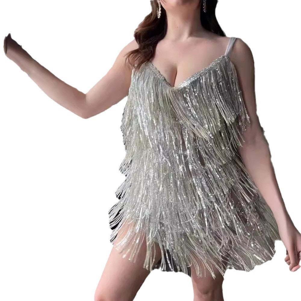 Women's Sheath Sleeveless Suspender Sexy Sequined Glitter Dress