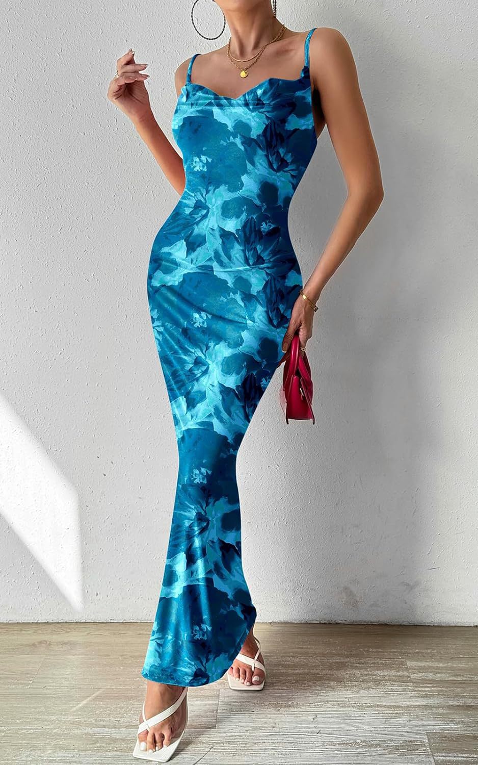 Women's Floral Spaghetti Strap Sleeveless Printing Slip Dresses
