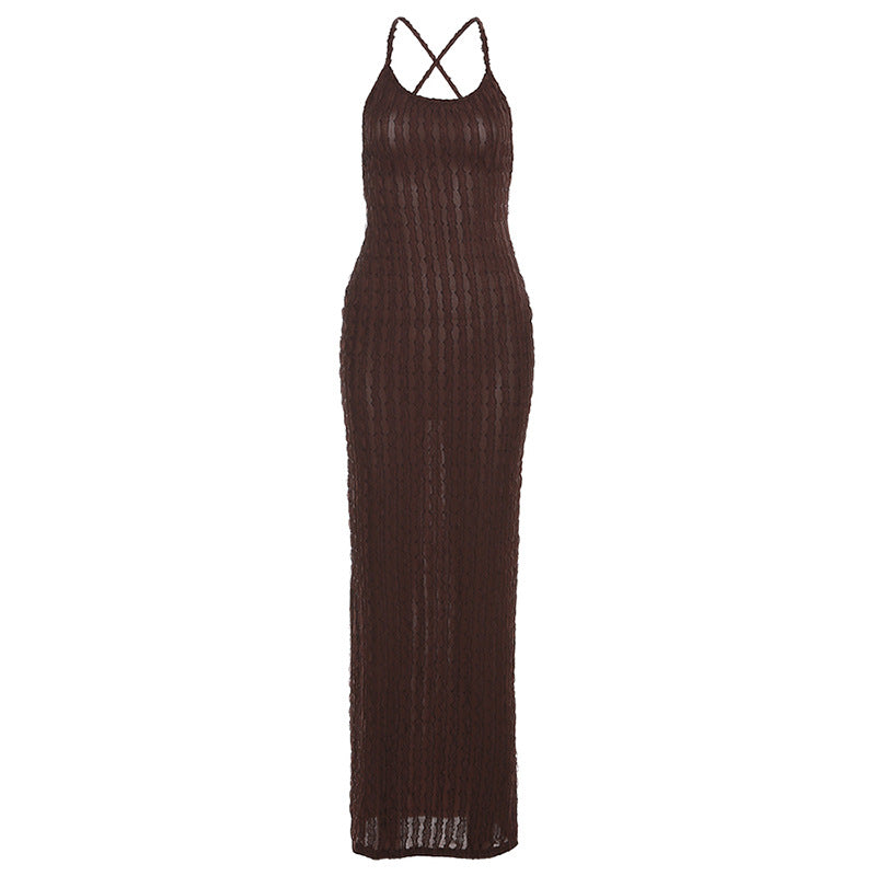 Women's Strap Backless Temperament Hot Solid Color Dresses