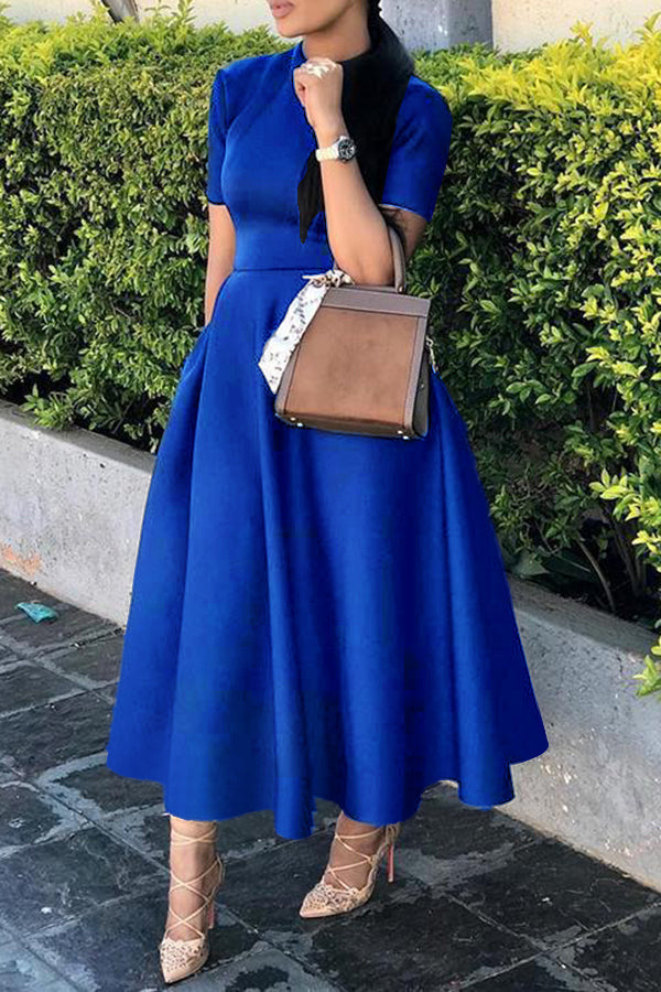 Women's Neck Sleeve Temperament Slimming Large Hem Dresses