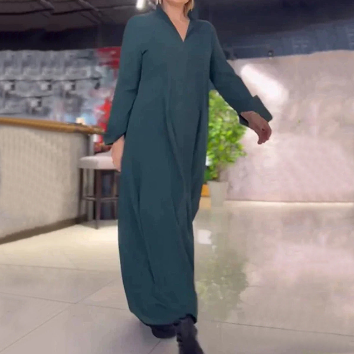 Women's Casual Loose Solid Color Pullover Long Dresses