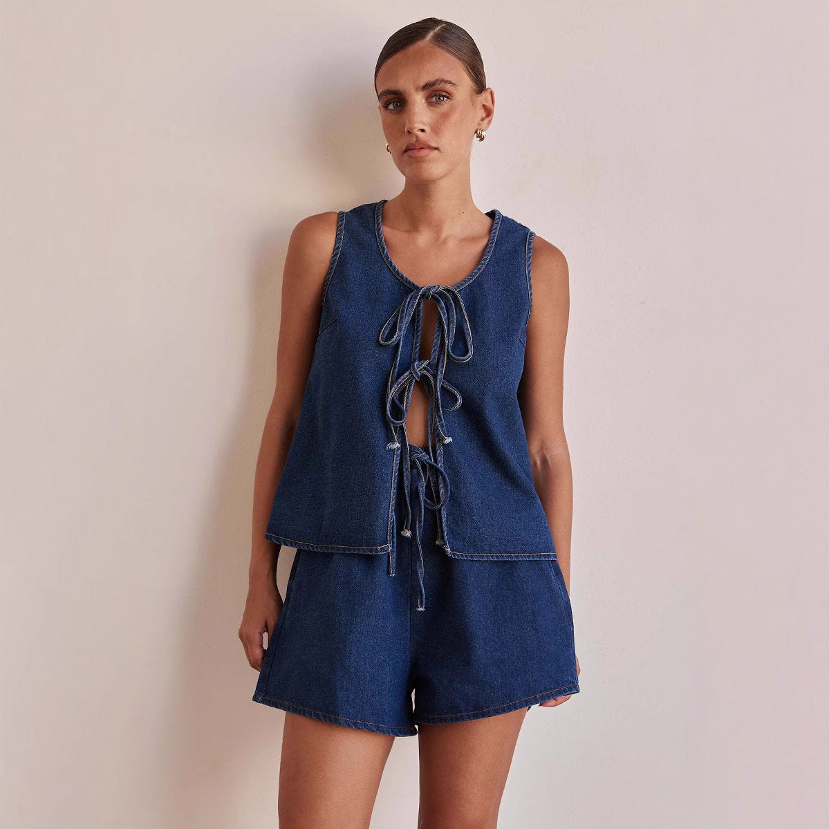 Women's Summer Fashion Casual Sleeveless Tied High Suits