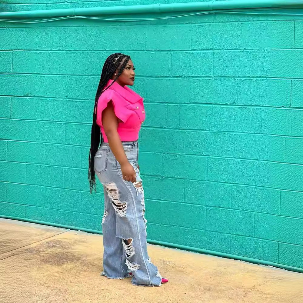 Pretty Elegant Sexy Fashion Burnt Ripped Pants