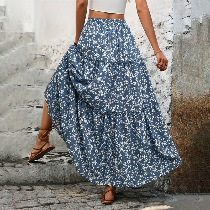 Women's Floral Belt Long Patchwork High-grade A- Skirts