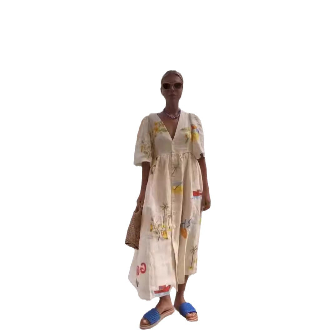 Fashion Printed Cute Sleeve Loose Dress Dresses
