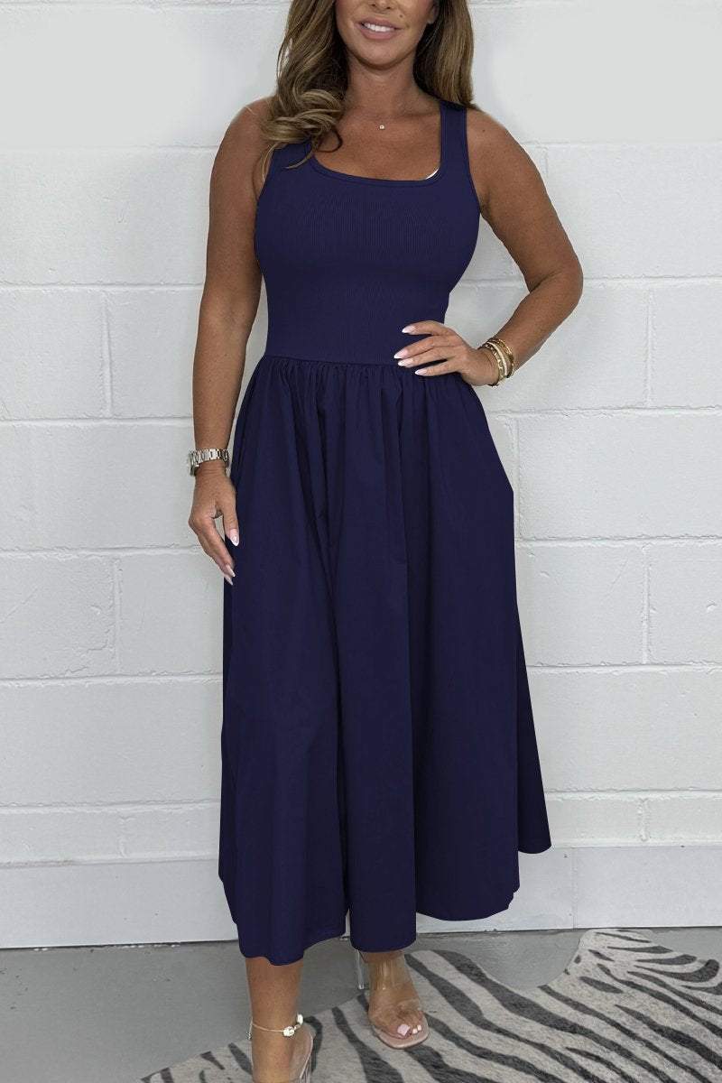 Women's Tight Waist Solid Color Casual Dress Dresses