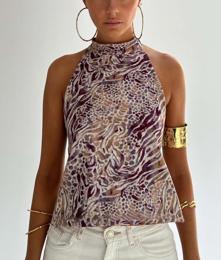 Women's Halter Elegant Sleeveless Cold-shoulder Long Irregular Tops