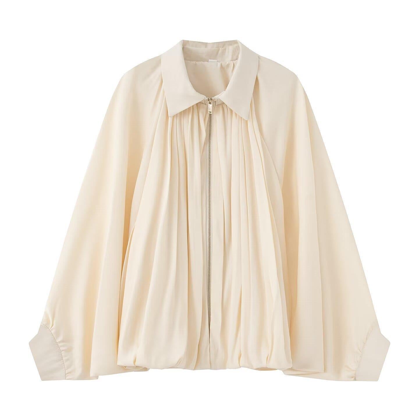 Women's Elegant Autumn Puffy Pleated Bomber Coats