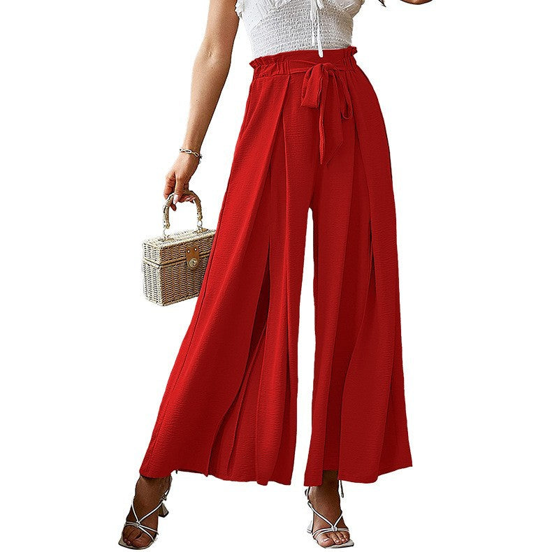 Women's Style Bowknot Loose High Waist Crimp Pants