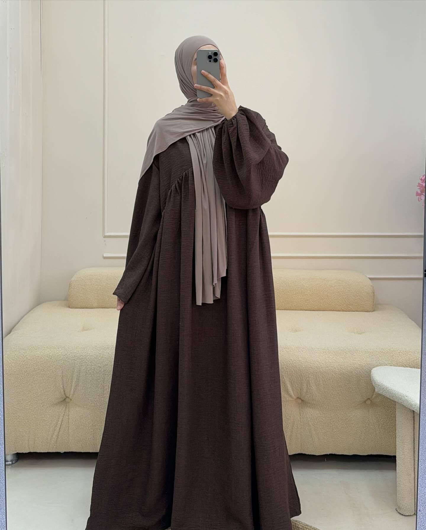 Women's Muslim Wear Robe Solid Color Loose Dresses