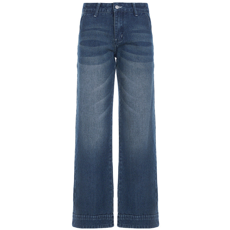 Women's Blue Letters Embroidered Slim Fit Hot Low Jeans