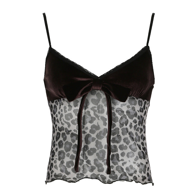 Women's Sexy Slim Veet Leopard Print Summer Tops