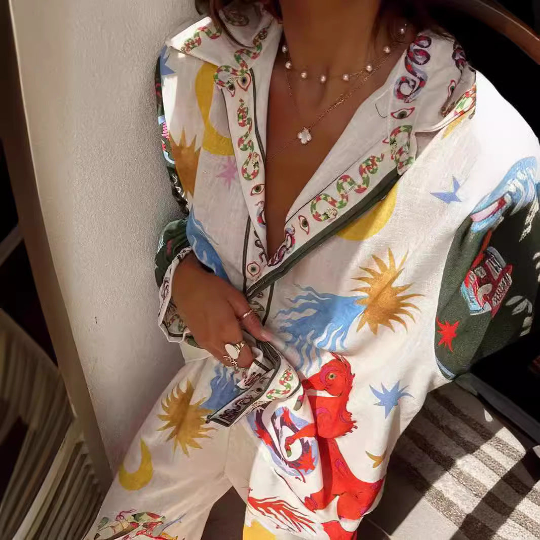 Fashion Personalized Printed Macaron Long Linen Suits