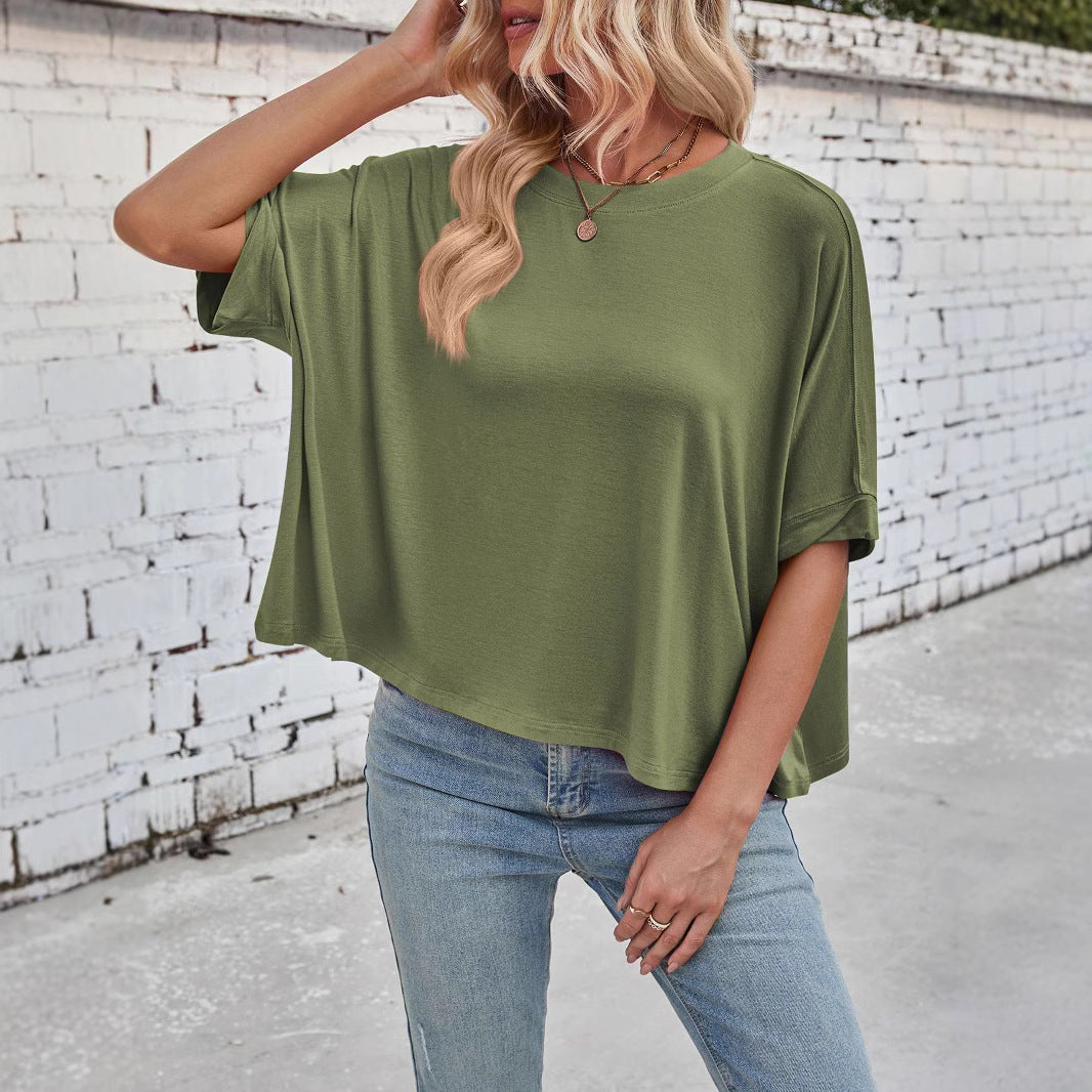 Women's Casual Oversized Batwing Sleeve Dislocation Twisted Blouses