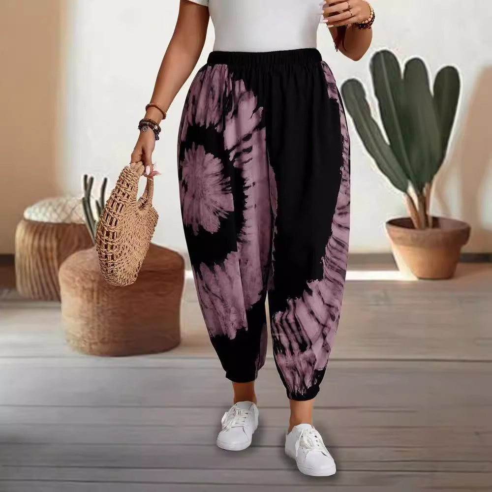 Women's Loose Printed Fashionable Casual Skinny Trousers Pants