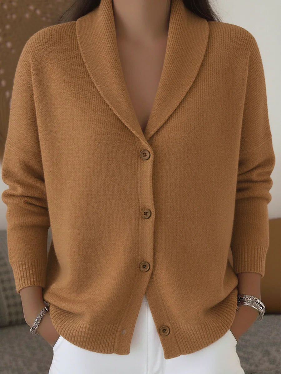 Women's Lazy Style Lapel Button Solid Color Long Cardigans
