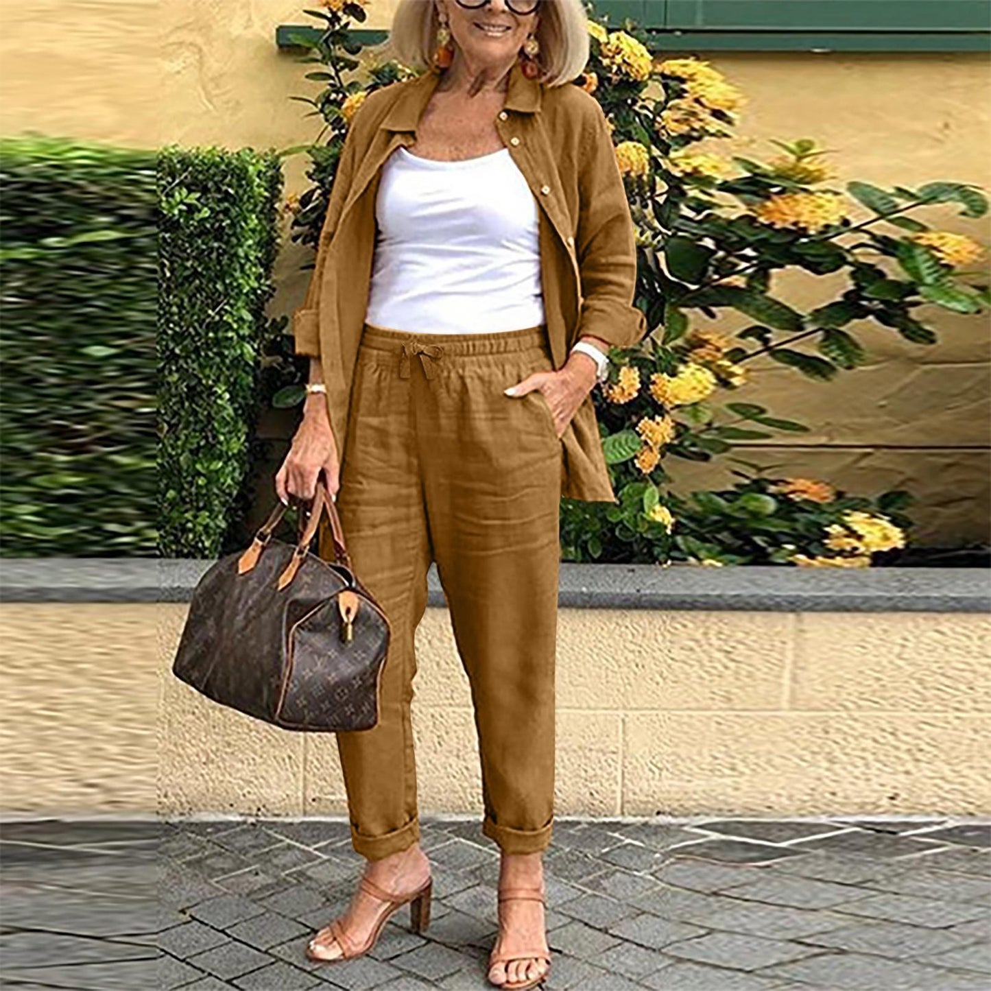 Women's Autumn Cotton Linen Harem Retro Loose Suits