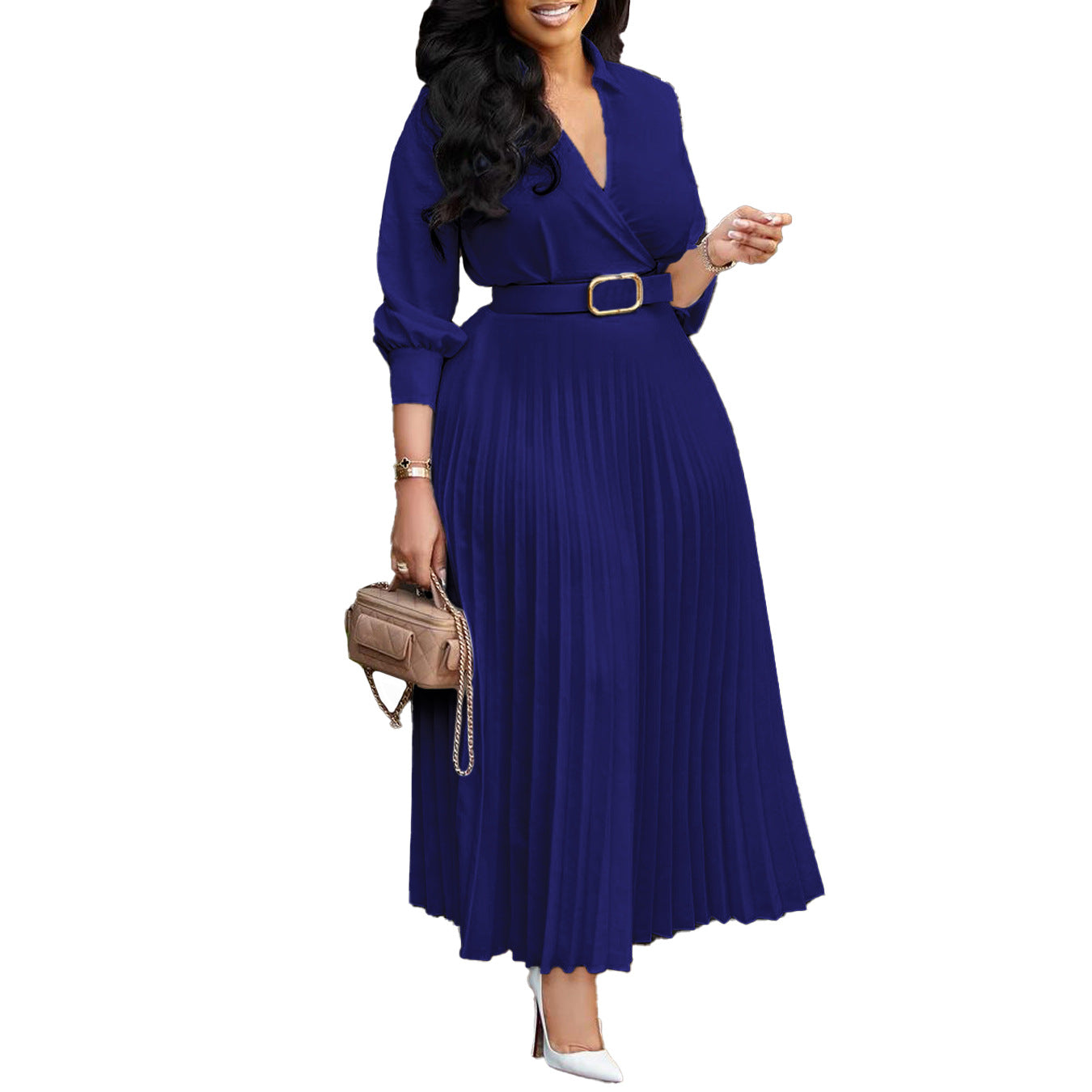 Women's Autumn Fashion Temperament Pure Color Dress Dresses