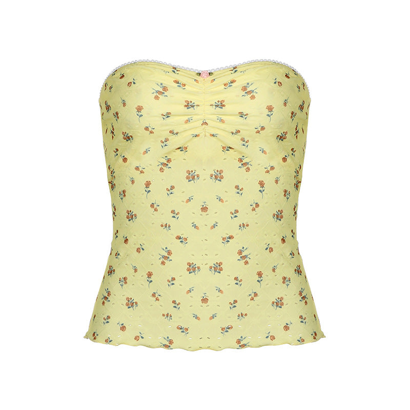 Broken Pattern Lace Stitching Ruffle Sense Tops