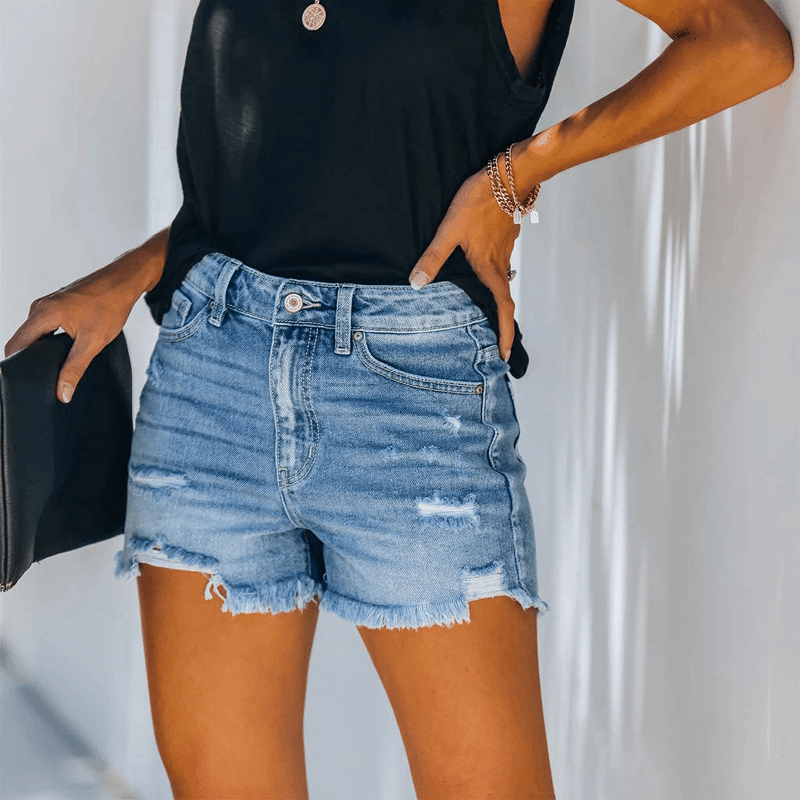 Women's Four-color Ripped High Waist Denim Jeans