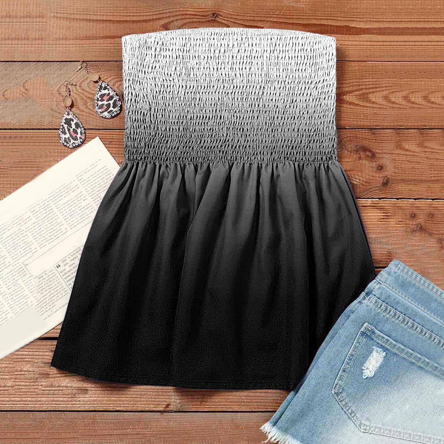 Women's T-shirt Fashion Sexy Backless Elastic Band Printed Tops