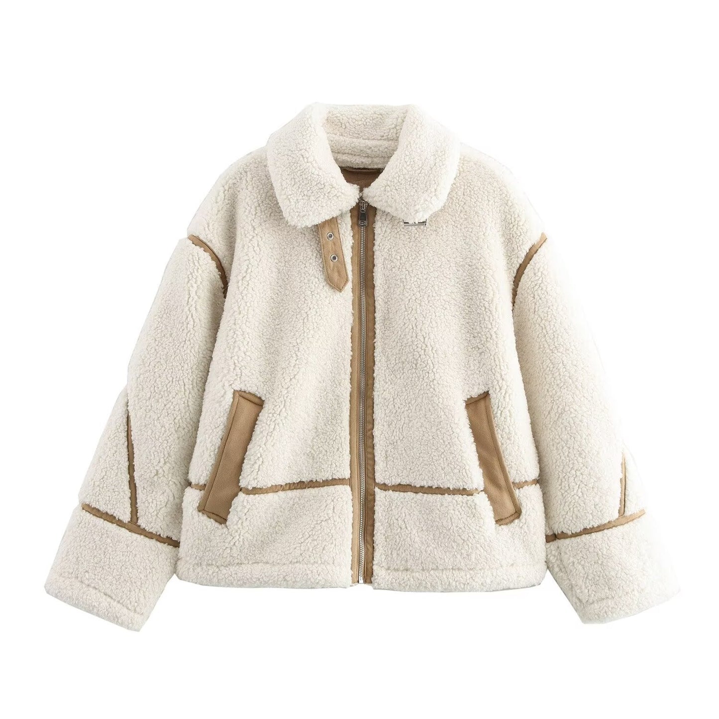 Lamb Wool Female Motorcycle Fur Integrated Coats