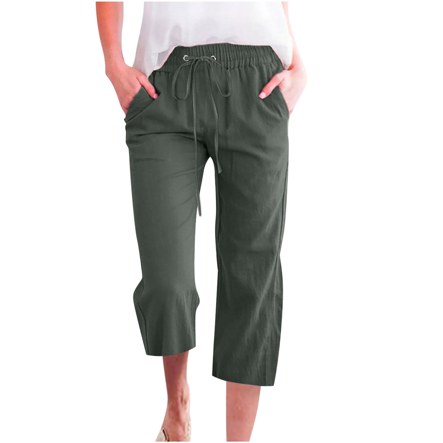 Women's Cotton Linen Casual Loose Straight Pocket Pants