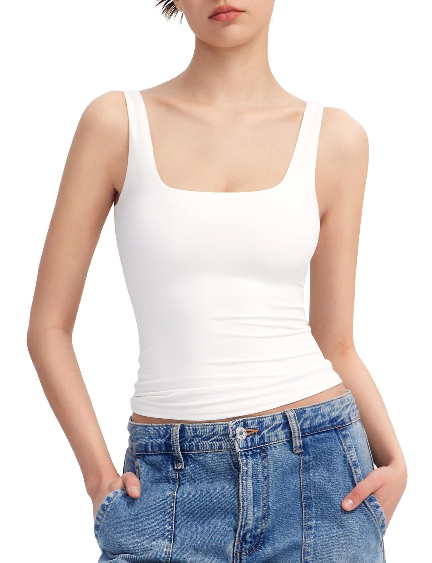 Women's Sexy Sling Square Collar Sleeveless Tops