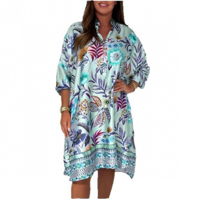 Women's Versatile Fashion Multicolor Printing Dress Dresses